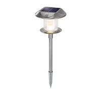 Esotec Lampadaire solaire Sunnylight, Duo Color, lampe torche PIR, batterie, lampe torche solaire enfichable, H=38cm, acier inoxydable, métal, extérieur 102092