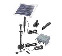 esotec Pompe solaire pour bassin avec filtre 6/220 LED pour extérieur, set pompe irrigateur, 220 l/h, batterie LiFePo4, piquet panneau solaire 6 W, fontaine solaire pour bassin de jardin, pompe pour