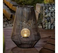 esotec Solar Photophore Ilona 50cm BOÎTE EN MÉTAL POLY-RATTANE résistant aux intempéries 102208