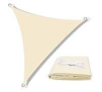 ESOYAWE Auvent Pare Soleil Triangulaire, Voile D'ombre 2x2x2m 3x4x5m 5x5x5m, Voile D'ombrage Imperméable, Indéchirable, Toile Ombrage 98% Anti-UV pour Jardin Terrasse Camping Extérieur(Beige,5x5x5m)