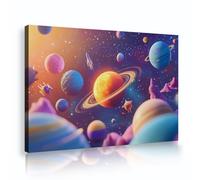 Espace Extérieur Galaxie Toile Art Murale Système Solaire Externe Soleil Planète Peinture Colorée Univers Étoiles Cosmos Poster Impression pour Salle Jeux Enfants ortoir Déco 80x120cm
