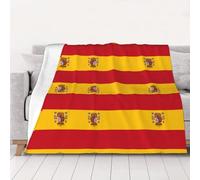 Espagne Drapeau Couverture Plaid en Flanelle Imprimée avec Pompons pour Canapé 2 3 4 Places Drapeau Jeté pour Lit Fauteuil Meuble (40"x30")