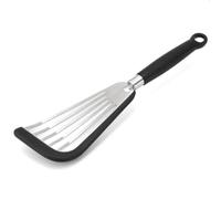 Espátula ranurée, tournoi de poisson antiadhérent en silicone (Noir) | Flipper à frire résistant à la chaleur, spatule à fente en acier inoxydable, batterie de cuisine, pour steak de bœuf, œuf