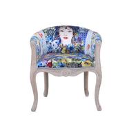ESPERANZA - Fauteuil en velours imprimé bleu Bleu