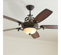 Esperanza Ventilateur de plafond d'intérieur en teck bronze et doré avec télécommande à lumière LED 142,2 cm