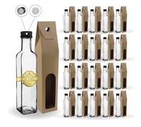 Espirito Rebelde 20 Bouteilles en Verre 250ml avec Bouchon a Vis Noir avec Bec Verseur + 20 Boîtes | Huile d'Olive, Vinaigre, Alcool, Sauces | Huilier en Verre