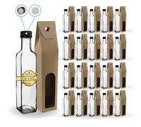 Espirito Rebelde 20 Bouteilles en Verre 250ml avec Bouchon a Vis Noir avec Bec Verseur + 20 Boîtes | Huile d'Olive, Vinaigre