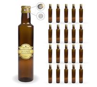 Espirito Rebelde 20 Bouteilles en Verre Foncé 250ml avec Bouchon a Vis Doré avec Bec Verseur | Huile d'Olive, Vinaigre, Alcool, Sauces | Huilier