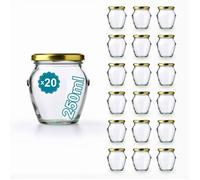 Espirito Rebelde 20 Pots de Yaourt en Verre avec Couvercles 250 ml - Pots de Yaourt, Petits Pots de Conservation pour Bébé, Verres