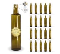 Espirito Rebelde 20x Bouteilles en Verre Foncé 500ml avec Bouchon a Vis Doré avec Bec Verseur - Huile d'Olive, Vinaigre, Alcool, Sauces - Huilier