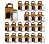 Espirito Rebelde 20x Pot en Verre Carré pour Épices 100ml avec Couvercle + 20 Boîtes Kraft - Bocaux Rangement Cuisine - Épices, Confiture, Yaourt