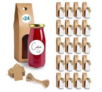 Espirito Rebelde 24 Bouteilles en Verre Vides de 250 ml avec Boîte, fil, étiquettes kraft et Étiquette Personnalisable - Bouteilles