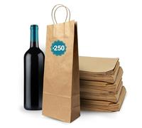 Espirito Rebelde 250 Sacs Bouteille Vin Kraft avec Poignée - Sac À Vin Cadeau Noël Fêtes, Pochette Vin, Emballage Bouteille Vin Champagne, Sac Papier pour Magasins de Vin et Cadeaux De Vin