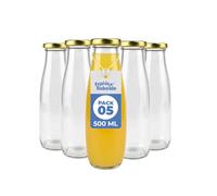 Espirito Rebelde Lot de 5 Bouteilles en Verre Vides de 500 ml avec Couvercle | Bouteilles en Verre pour Jus, Lait, Barbecue, Sauces | Idéales pour Pique-niques, Mariages et Fêtes