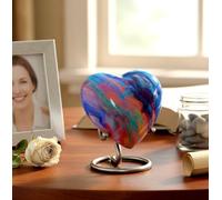 Esplanade Mini urne funéraire en métal en Forme de cœur | Petite urne pour Cendres funéraires | Souvenir en métal texturé avec Support | Multicolore - 7 cm