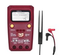 ESR02 Pro Testeur de transistor pour composant SMD Testeur de composants numérique pour diode thyristor MOSFET Testeur de composants automatique avec LCD rétroéclairage Transistor (ESR02PRO-Clip rouge