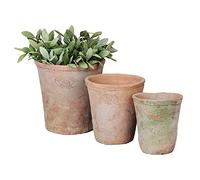 Esschert Design AT01 Lot de 3 Pots Ronds en Terre Cuite Vieilli 16 x 16 x 17 cm