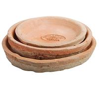 Esschert Design AT02 Lot de 3 soucoupes rondes en terre cuite vieillie 14 x 14 x 2 cm