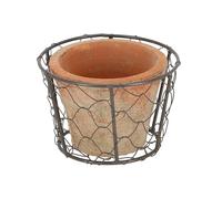 Esschert Design AT10 Pot en Terre Cuite vieillie dans Un Panier métallique