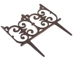 Esschert Design Clôture décorative « Piémont » en fonte rougeâtre, env. 26 cm x 28 cm
