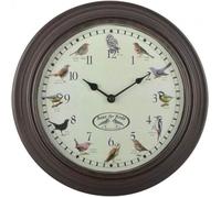 Esschert Design Horloge murale musicale Fallen Fruits – motif oiseau, chant d'oiseaux, marron
