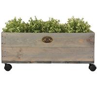 Esschert Design Jardinière sur roulettes M, 59 x 39 x 25 cm, en Bois, Taille M, avec 4 roulettes en Plastique, Caisse en Bois, boîte de Rangement