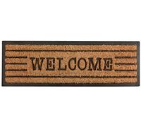 Esschert Design RB176 Paillasson de Marche en Caoutchouc/Fibre Coco Paillasson Welcome, Fibre de Coco, Caoutchouc, Noir, Marron, 75 x 25 x 2,4 cm