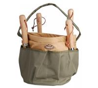 Esschert Design Sac à outils de jardin rond en canevas vert et marron