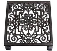 Esschert Design Support à Roulettes Carré pour Plante, 29,1 x 29,1 x 4,8 cm