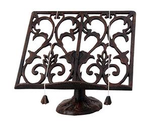 Esschert Livretat en fonte marron antique, support de livre réglable, tabletop et pied au sol