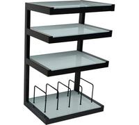 NorStone Esse hi-fi Vinyl noir satiné et verres dépolis - Meubles hi-fi