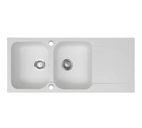 Essebagno Lisse évier réversible 2 cuves 1 égouttoir en résine blanc