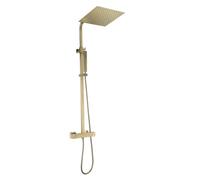 Square II colonne de douche carrée thermostatique or brossé Essebagno