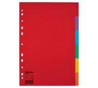 Esselte | 1x lot d'intercalaires A4 | 6 Touches | En carton résistant et recyclé | Pour bureau, école, archives, organisation | Rouge/Multicolore | 100200
