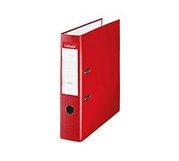 ESSELTE 42309 - Archivador de palanca plástico forrado con rado, ojete y cantonera DIN A4. Lomo 75 mm color rojo