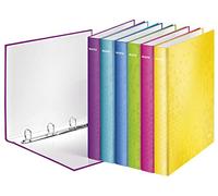 Esselte 47852 Leitz Wow Classeur Carton Pelliculé A4 210 x 297 mm Dos 25 mm 4 Anneaux Qualitatif Fun Couleurs Assorties