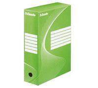 Esselte Boîte à Archive Standard, 100 mm, A4, Boîte Transfert, Carton Ondulé Sans Acide, Lot de 25, Capacité 800 Feuilles, Montage rapide et facile, Vert, 128424