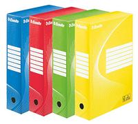 Esselte Boîte à Archive Standard, 80 mm, A4, Boîte Transfert, Carton Ondulé Sans Acide, Lot de 10, Capacité 600 Feuilles, Montage rapide et facile, Couleurs Assorties, 128403