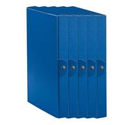Esselte C24 EUROBOX 390324050 Lot de 5 dossiers pour le stockage, fermeture par bouton, 25 x 35 cm, dos 4 cm, bleu