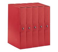Esselte C26 EUROBOX 390326160 Lot de 5 dossiers pour le stockage, fermeture par bouton, 25 x 35 cm, dos 6 cm, rouge