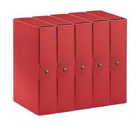 Esselte C28 EUROBOX 390328160 Lot de 5 dossiers pour le stockage, fermeture par bouton, 25 x 35 cm, dos 8 cm, rouge