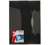 Esselte | Chemise à 3 rabats | A4 |150 feuilles | PP résistant | Ecole, Maison, Bureau | Noir translucide | 624043
