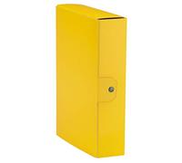 Esselte chemise à Boîte pour l'archivage de documents à long terme, A4, lot de 5, Fermeture à bouton, dos 8 cm, presspan brillant, jaune, delso Order, 390388090