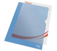 Esselte, Chemise-Coin Premium A4, Matière Grainée Mate Transparente Bleue, Polypropylène 115 Microns, Lot de 100, 54837