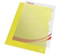 Esselte, Chemise-Coin Premium A4, Matière Grainée Mate Transparente Jaune, Polypropylène 115 Microns, Lot de 100, 54842
