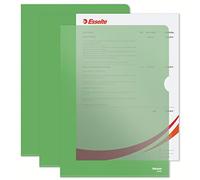 Esselte, Chemise-Coin Premium A4, Matière Grainée Mate Transparente Verte, Polypropylène 115 Microns, Lot de 100, 54838