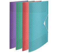 Esselte - Chemises 3 Rabats en Plastique, Capacité 150 Feuilles, A4, Rangement pour Documents, Maison / Bureau, Motif Texturé, Gamme Colour'Breeze, Lot de 1 pièces, Coloris Assortis, 626224