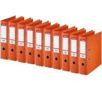 Esselte | Classeur à levier A4 Standard | Lot de 10 | Capacité 550 feuilles | Dos 75 mm |PP | Griffes de blocage | Étiquette de dos interchangeable | Bureau, Ecole, Maison | Orange | 320240