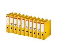 Esselte | Classeur à levier A4 Standard | Lot de 10 | Capacité 550 feuilles | Dos 75 mm |PP | Griffes de blocage | Étiquette de dos interchangeable | Bureau, Ecole, Maison | Jaune | 320270