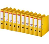 Esselte | Classeur à levier A4 Standard | Lot de 10 | Capacité 550 feuilles | Dos 75 mm |PP | Griffes de blocage | Étiquette de dos interchangeable | Bureau, Ecole, Maison | Jaune | 320270